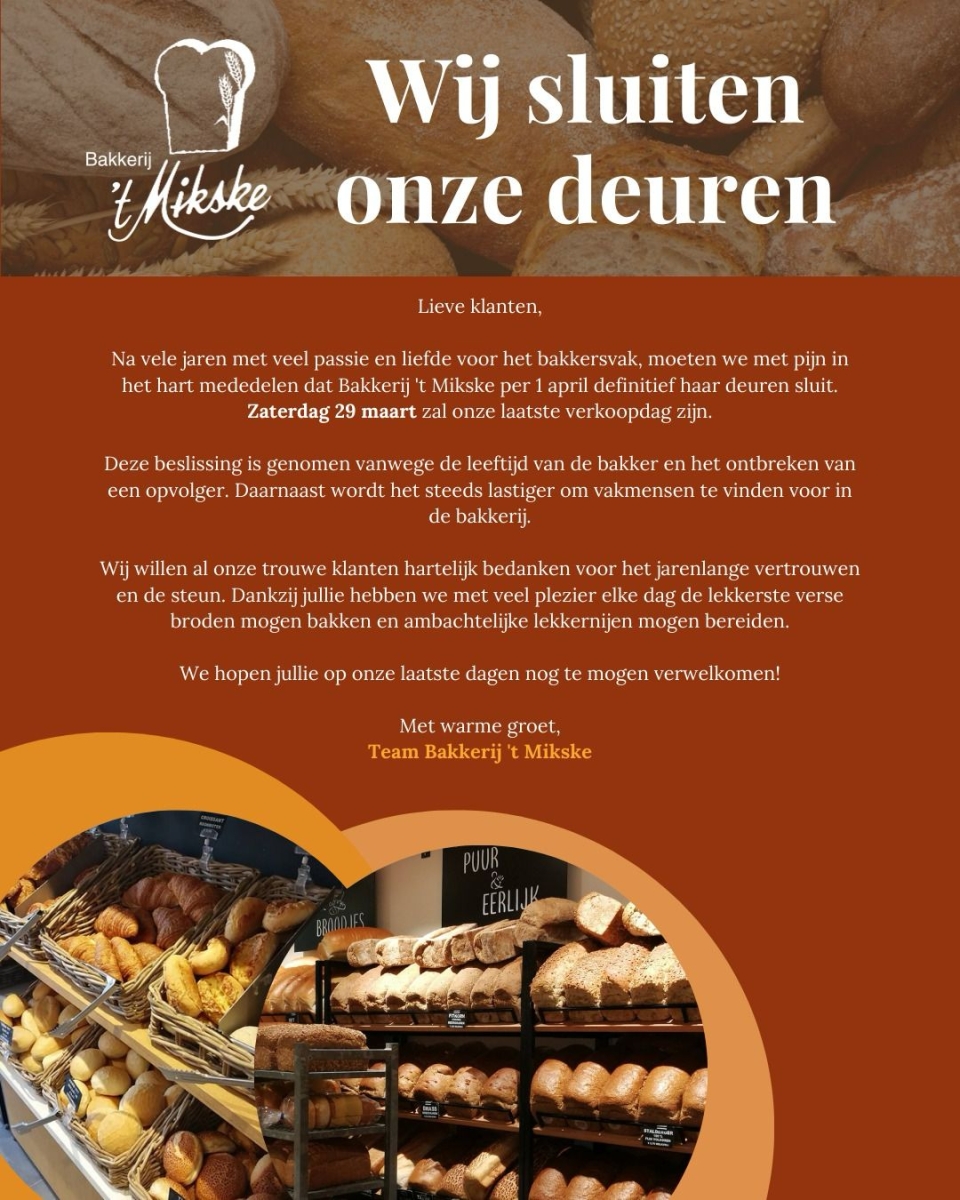 Einde bakkerij t Mikske